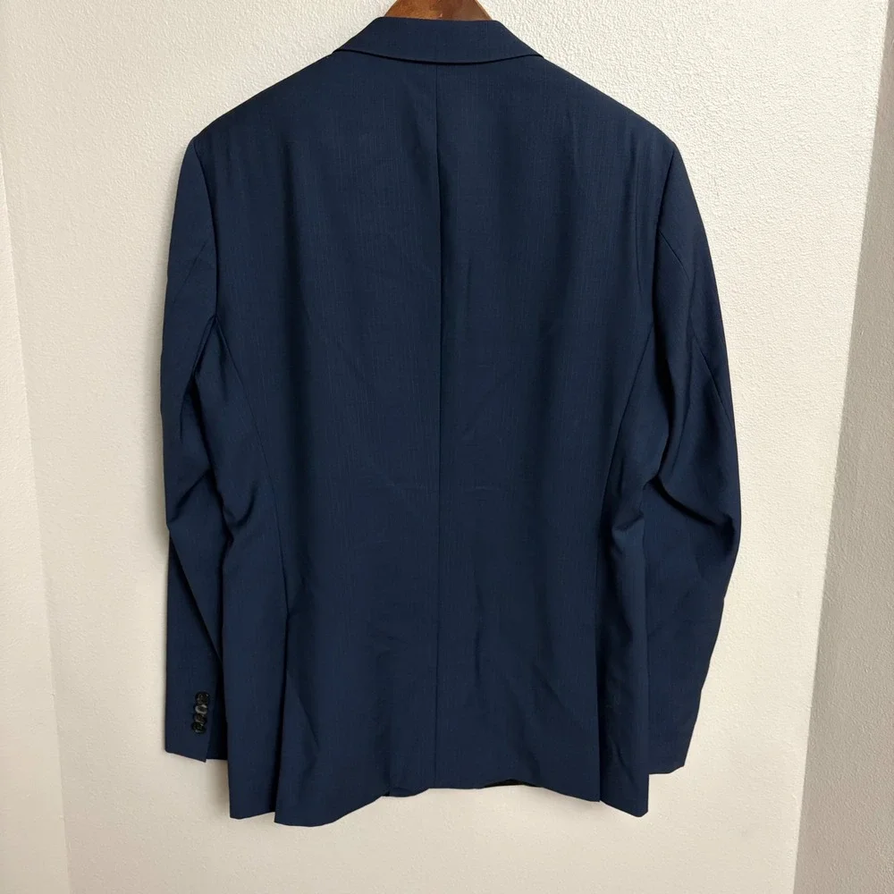 Hugo Boss Suit Jacket 40R Blue Pinstripe Virgin Wool Two Button Blazer